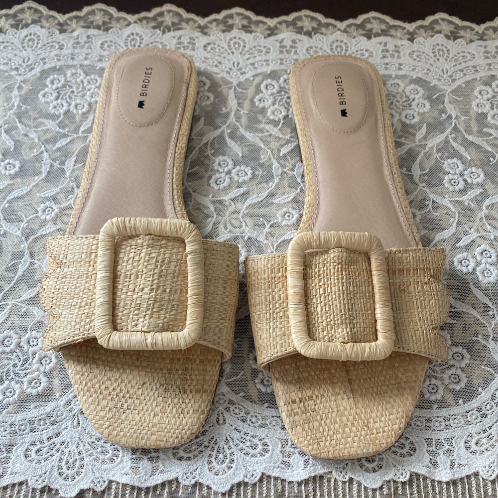 Birdies The Kiwi Wheat Raffia Slides